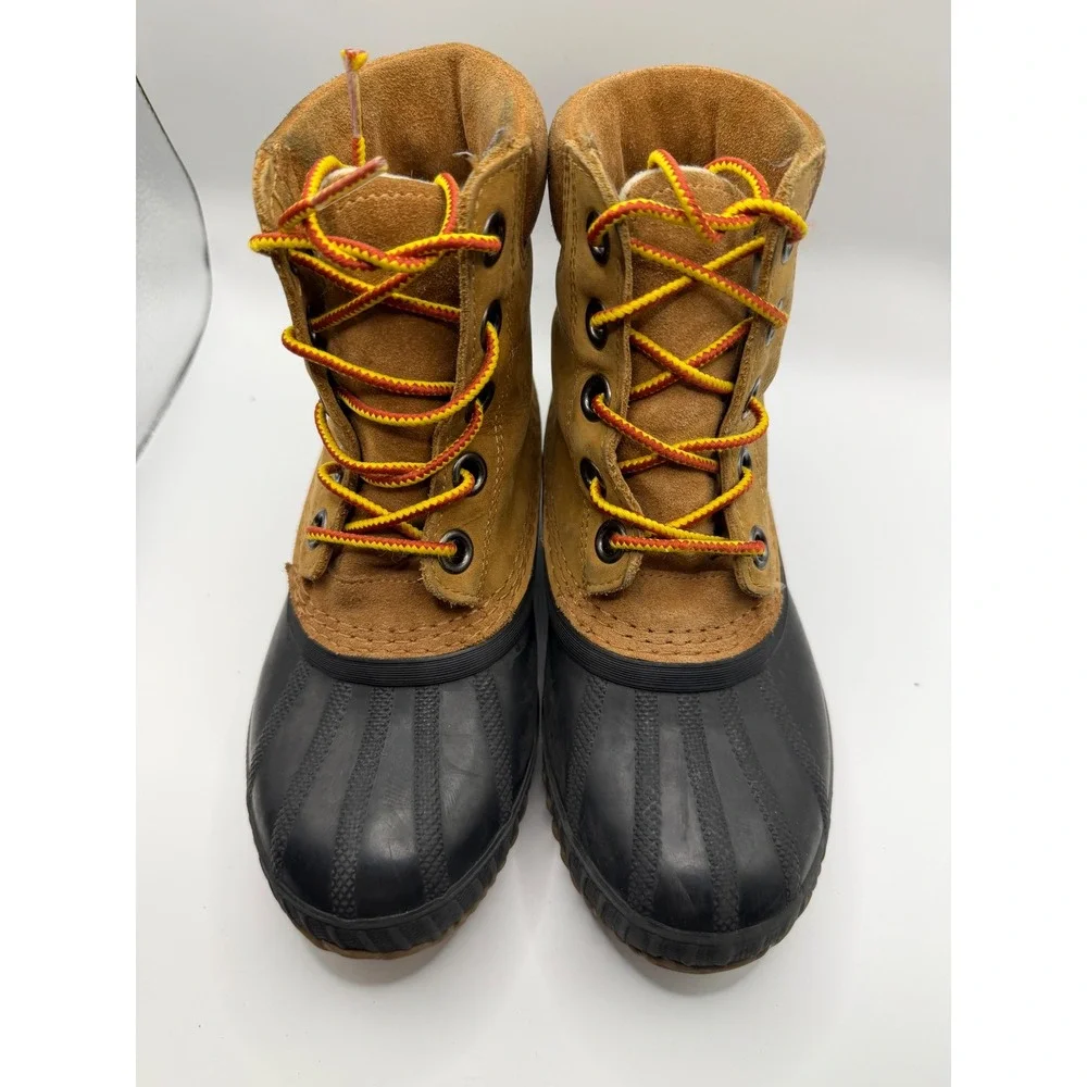 Sorel Cheyanne II Snow Boots Kids Size 1 Brown Good Waterproof Leather Duck Boot